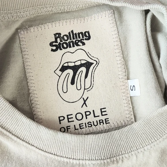 New People Of Leisure Band Tee Rolling Stones Graphic Top Women's Small LA - Picture 7 of 10